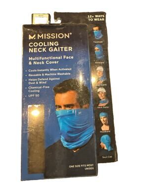 Adult Cooling Neck Gaiter Multifuntional Face & Neck Cover~Mask~Black, Mission